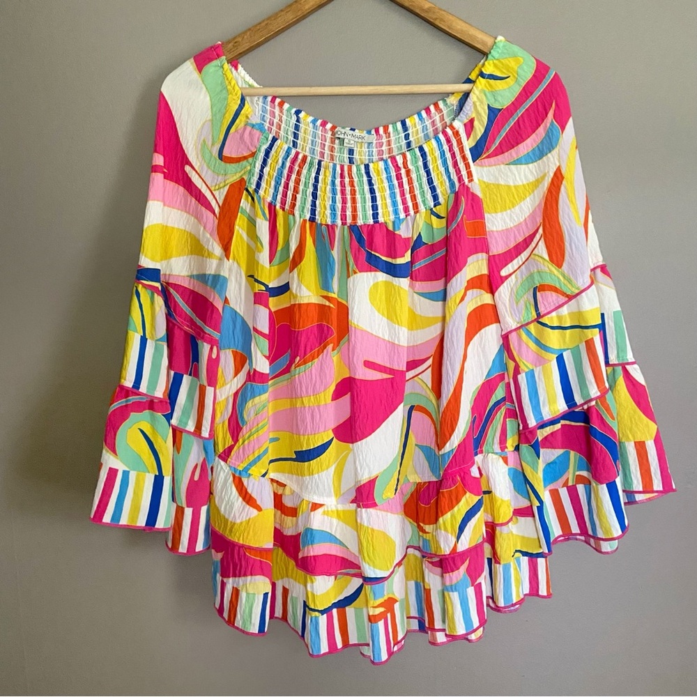 John Mark Abstract Waves Print Top Size Small - image 2